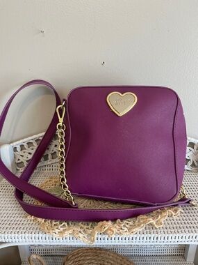 Betsey Johnson Chic Purple Crossbody Bag with Gold Chain accent